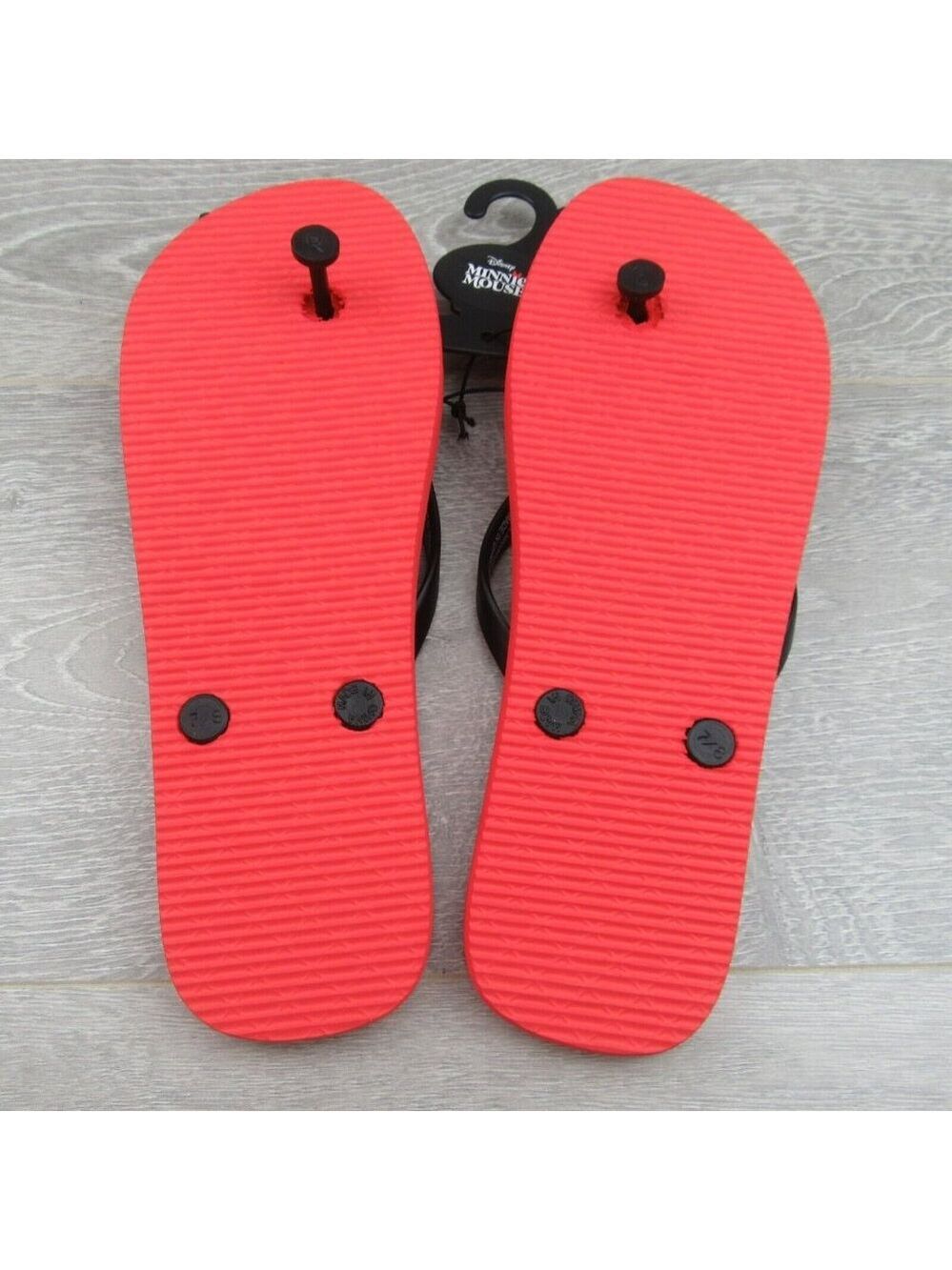 Disney Minnie Mouse Sandal Flip Flops Red White Polka Bow Tie Women's Size 8 NEW - Picture 10 of 11